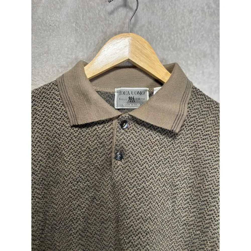 Vintage Idea Uomo Made in Italy Acrylic Wool Collared Long Sleeve Sweater Mens M
